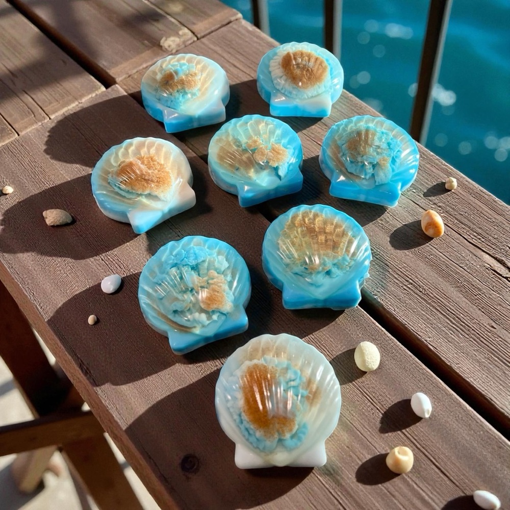 Hand Crafted “Sicilian Sea Breeze” Scented Aloe Vera Soap Bar - Seashell Shaped